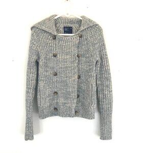 VTG retro AE sweater women S green/oatmeal wool knit chunky heritage country